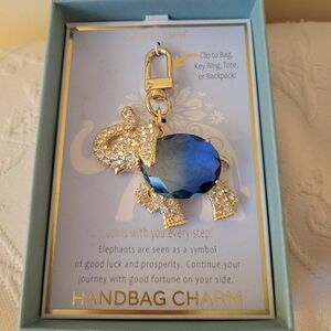 Elephant Handbag Charm with Blue Gem By True To Form. NIB